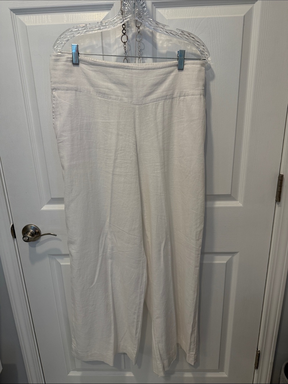 Cato White Wide-Leg Pull-On Pants
